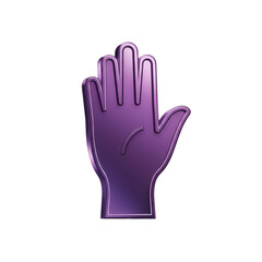 Obraz premium A metallic purple hand symbol, isolated on transparent background