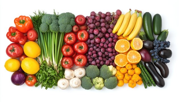 Colorful array of fresh fruits and vegetables (2) - Powered by Adobe