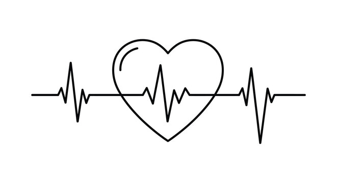 Heartbeat shaped like a heart a simple line drawing illustration