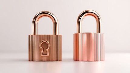 Naklejka premium Rose gold padlocks offering both stylish aesthetics and reliable security for your belongings.