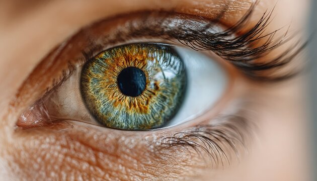 Close-up of a vibrant green-hazel eye