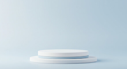Two tier platform product display light blue