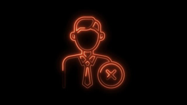 Glowing outline of dismissed employee on black background concept of layoffs and job loss