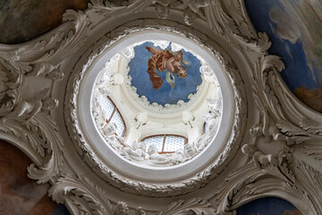 Cistercian Abbey Lubiaz in Poland. lubiaz Abbey. Interior window, view from the inside.