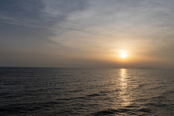Sunset over the sea. Tyrrhenian Sea, Italy