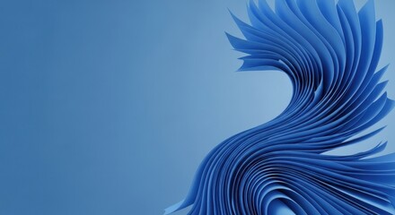 Abstract blue wave shape with smooth curves and soft light on a clean background