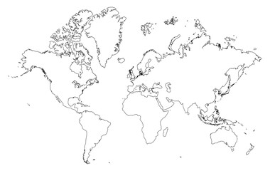 Black Outline World Maps