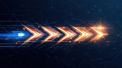 Dynamic digital arrow concept representing growth, progress, and innovation with vibrant energy and futuristic design
