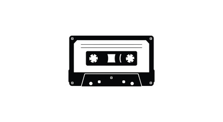 Fototapeta premium Simple black and white illustration of a vintage audio cassette tape