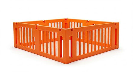 Bright Orange Wooden Baby Playpen for Safe Playtime and Security.