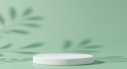 White podium with plant shadows on green
