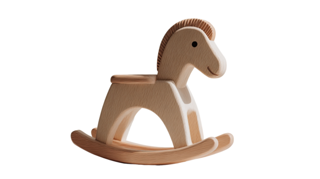 Light beige wooden rocking horse toy