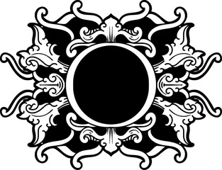 featuring black and white line art illustration ornament design