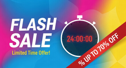 Flash Sale Countdown Banner, 70% Off Flash Sale with Stopwatch