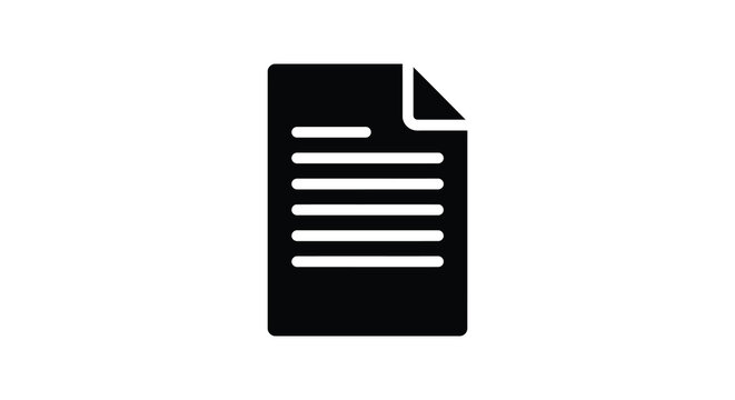 Simple black and white document icon with lines of text displayed