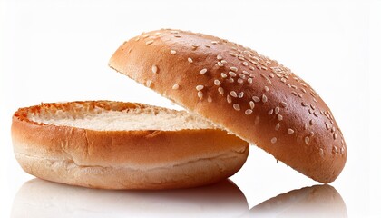 Open Burger Bun On White Background