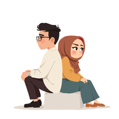 Fototapeta premium A couple sitting back to back, expressing frustration and disagreement in their relationship