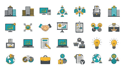 Vector art of collection of business and finance icons