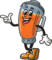 Blender mascot cartoon that has legs with an idea