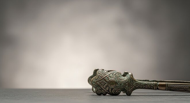 Ornate Antique Sugar Tongs: Intricate Design, Patina, and Soft Lighting