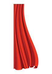 Red curtains realistic. Theater fabric silk decoration for movie cinema or opera hall. Curtains and draperies interior decoration object. Isolated on transparent for theater stage