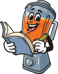 Blender mascot cartoon holding a book