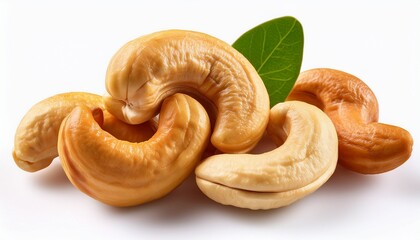 Unshelled Roasted And Salted Cashew Nuts Isolated On White Background