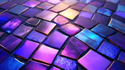 Glowing abstract mosaic tiles with vibrant hues for creative artwork and wallpaper