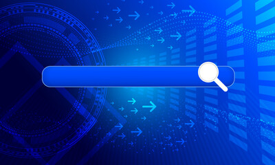 abstract blue search engine skin interface electronic cyberspace  with shine light high technology background