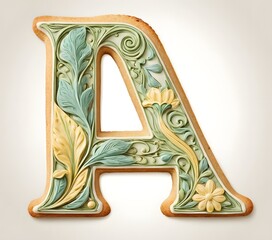 Decorated Cookie Letter A with Colorful Icing