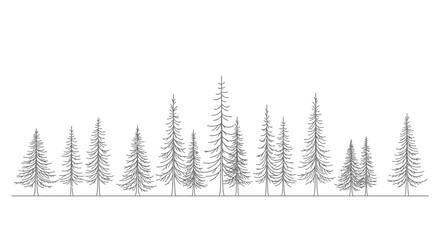 Obraz premium Elegant hand-drawn illustration of a coniferous forest line art concept