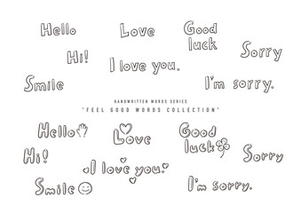 Hand-drawn Alphabet Series – Feel Good Words Collection / 手描き英字フレーズセット（感情・あいさつ）