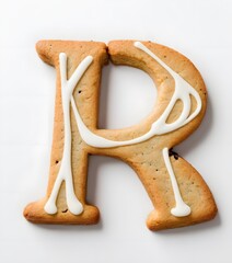 Decorated Cookie Letter R with Colorful Icing