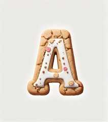 Decorated Cookie Letter A with Colorful Icing
