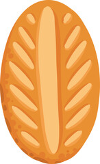 Cartoon bakery product. Bread whole loaf and cut slices, pastry food french baguette croissant with wheat rye grains bagel bite bun roll, baking pastries neat vector illustration original artwork