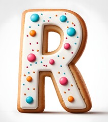 Decorated Cookie Letter R with Colorful Icing