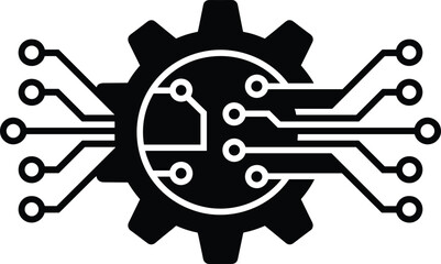 Gear with Circuit Board Connections Icon cogwheel technology