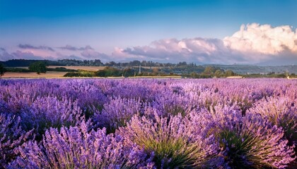 Obraz premium Beautiful Blooming Lavender Field On A Summer Day Close Up