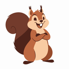 Fototapeta premium Cheerful cartoon squirrel with arms crossed under bright sunlight