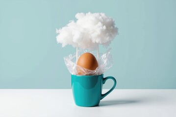 egg in a cup with a cloud
