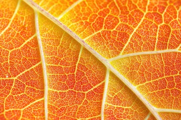 Obraz premium Close-up autumn leaf with intricate patterns and vibrant colors for nature design and seasonal decoration projects
