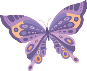 Butterfly vector illustration. Beautiful tropical moths isolated on white background. Flying cute insects with colorful wings in flat trendy style.