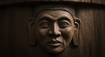 Wooden carving face figure art craftsmanship decoration