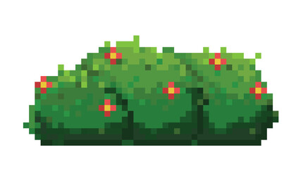 bush with red flower pixel art