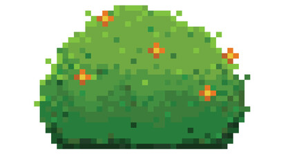 bush with orange flower pixel art