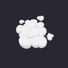 Cartoon Smoke Cloud, Vector White Aroma Or Toxic Steaming Vapor, Dust Steam. Design Elements, Flow Mist Or Smoky Steam for your design