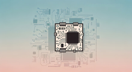 Microchip Circuit Design on Gradient Background