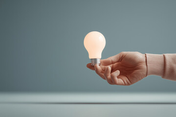 Hand holding light bulb of ideas