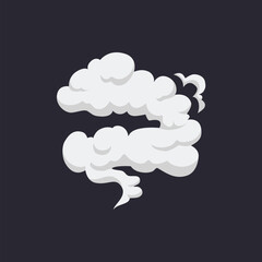 Cartoon Smoke Cloud, Vector White Aroma Or Toxic Steaming Vapor, Dust Steam. Design Elements, Flow Mist Or Smoky Steam for your design