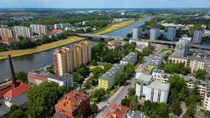 city ​​architecture europe drone flyover old town Opole Poland